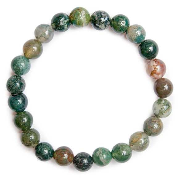 Indian Agate Bracelet-The Stone of Eternity and Harmony - Unisex Stretch Bracele - Picture 2 of 3